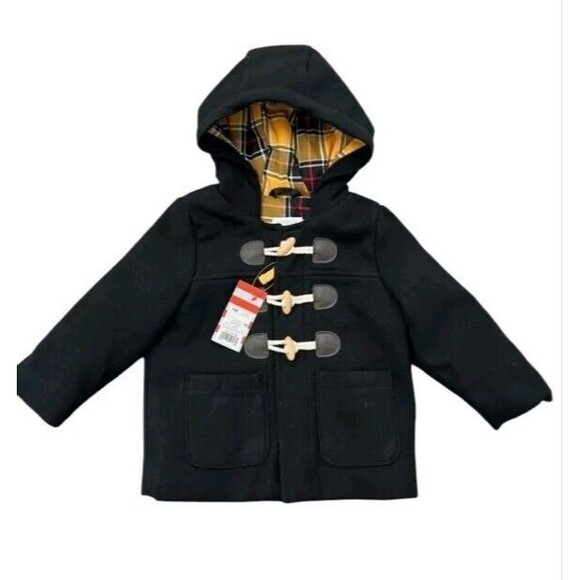 Cat & Jack Boys Peacoat Jacket 18mos Plaid Lining New - Picture 1 of 6